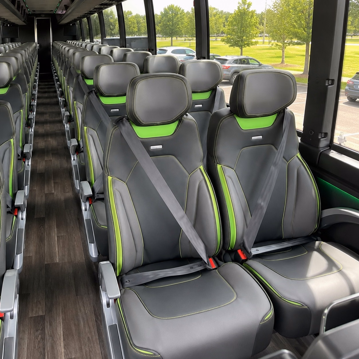 56 passenger charter bus inside